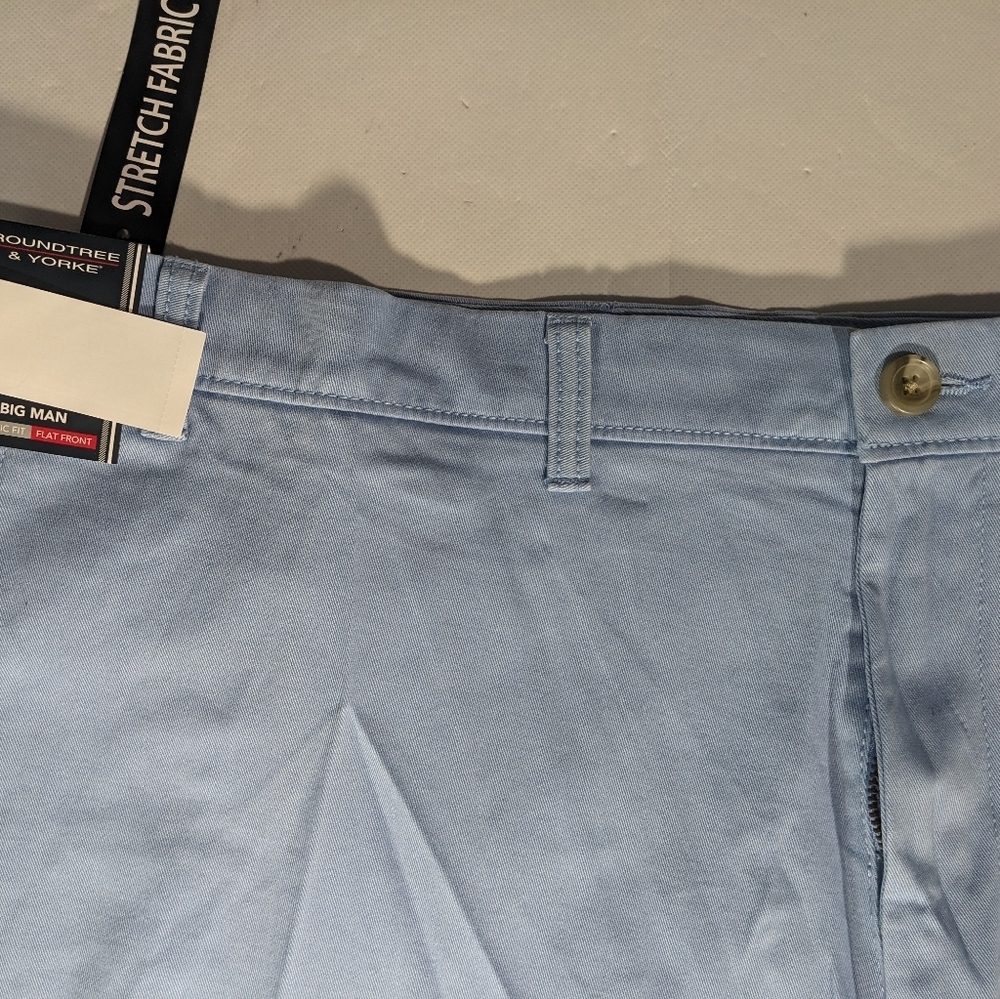NEW Big Mens Roundtree & Yorke Casuals Chino Flat Shorts 9"I Lt Blue - Picture 4 of 9